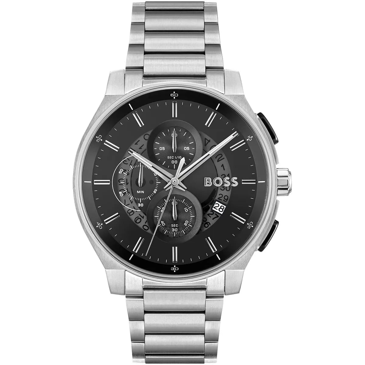 Hugo Boss Peak Men’s Chronograph Watch 1514191 – Black Dial, Silver Stainless Steel Strap