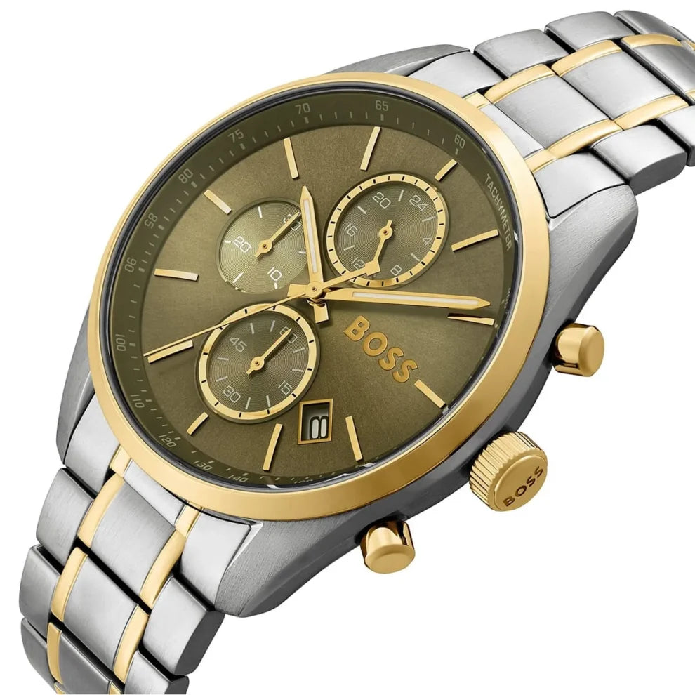 Hugo Boss Grand Prix Men’s Watch 1514227 – Green Dial – Two-Tone Stainless Steel