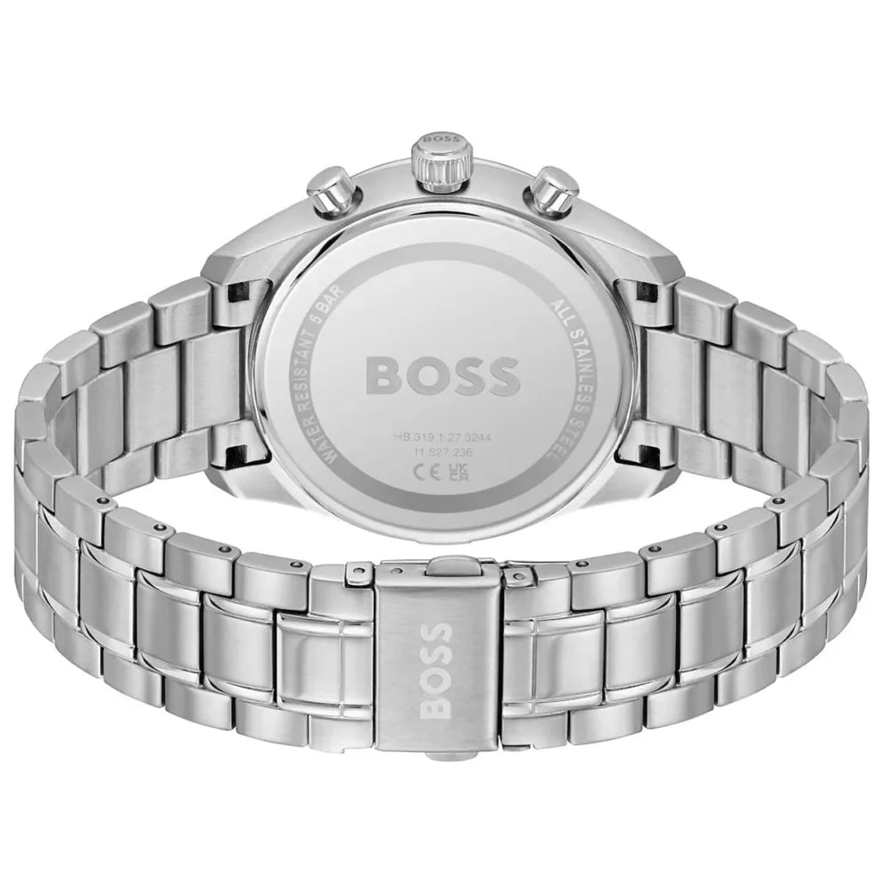 Hugo Boss Grand Prix Men's Watch 1514265 – Green Dial Chronograph & Silver Stainless Steel Strap 40mm