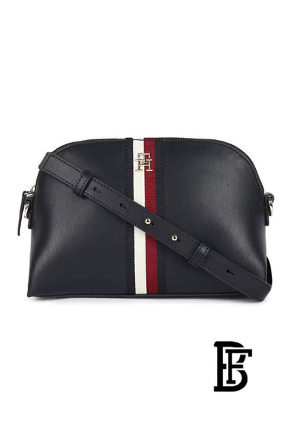 Tommy Hilfiger Navy Blue Leather Women Handbag Aw0Aw17065 – Elegant Everyday Shoulder Bag image 0