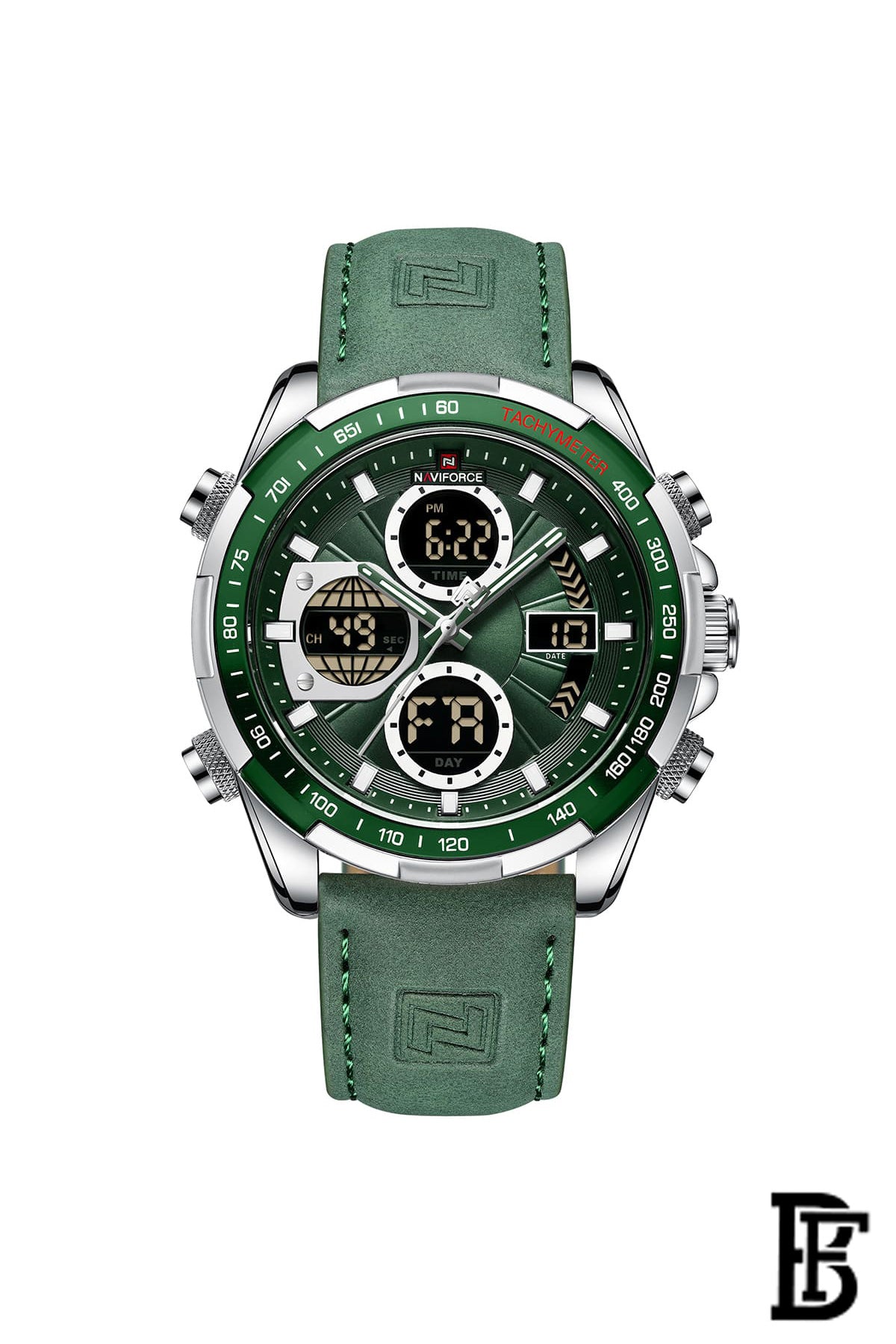 Naviforce NF9194 NF9197L S/GN/GN  Analog Leather Watch image 1