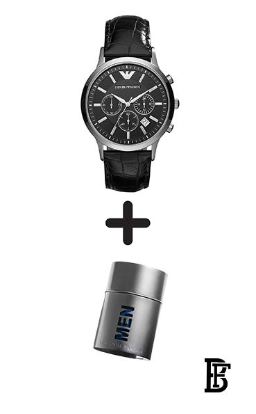 EMPORIO ARMANI Men's Renato Water Resistant Analog Watch AR2447 - 43 mm - Black + Gift perfume Tester 30 ml image 0