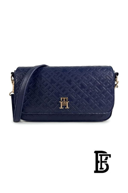 Tommy Hilfiger Blue Leather Women Handbag AW0AW16010 – Elegant Everyday Shoulder Bag image 1