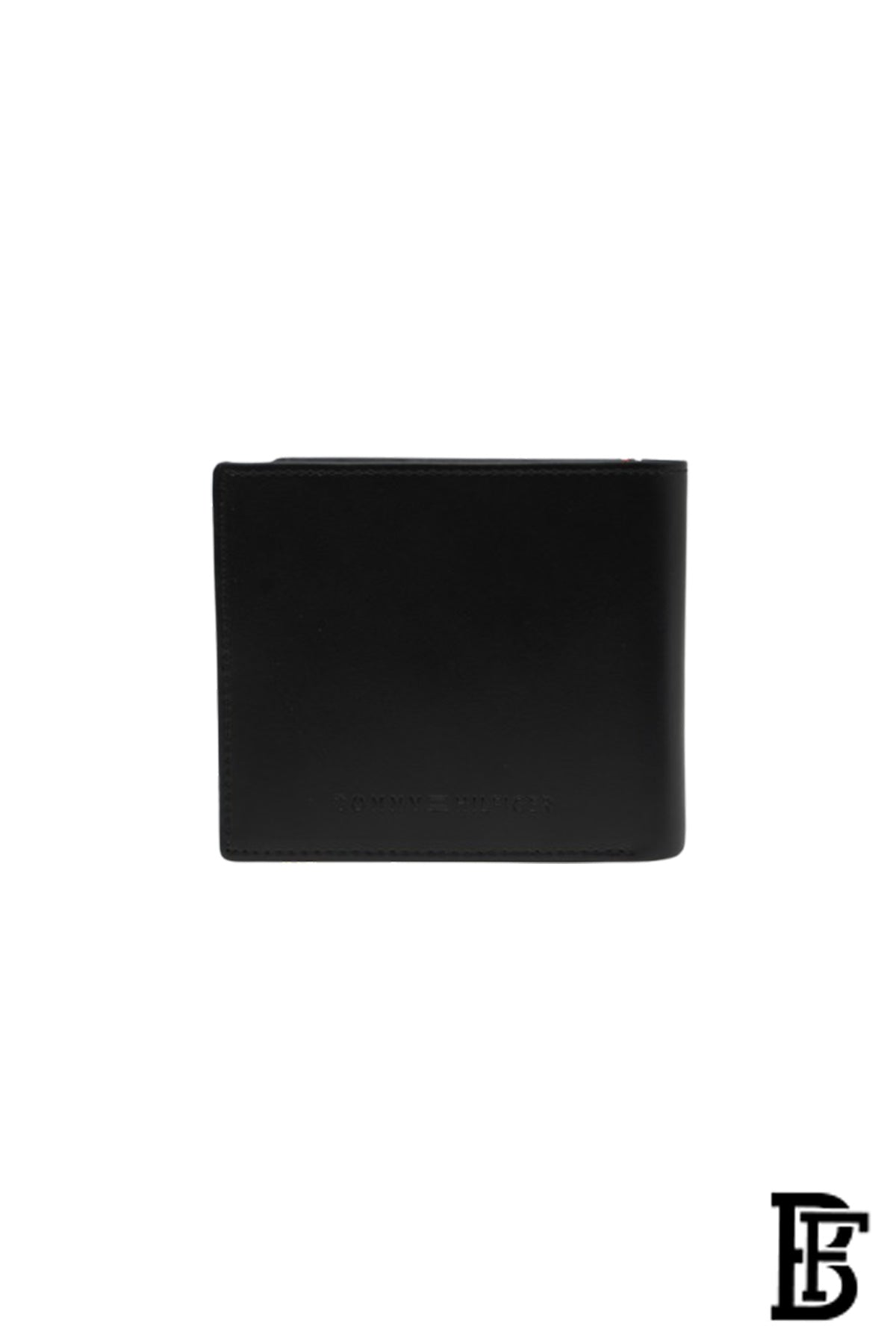 Tommy Hilfiger Wallet is a one to face solid style covered in light/black leather image 3