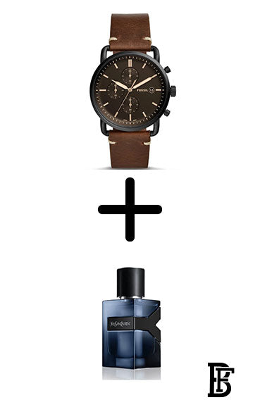 Fossil FS5403 Commuter Chronograph Quartz Brown Dial Men's Watch + Gift perfume tester 30 ml image 0