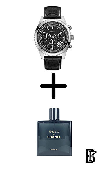 GUESS Men's Leather Analog  Wrist Watch W0500G2 + Gift perfume Tester 30 ml image 1