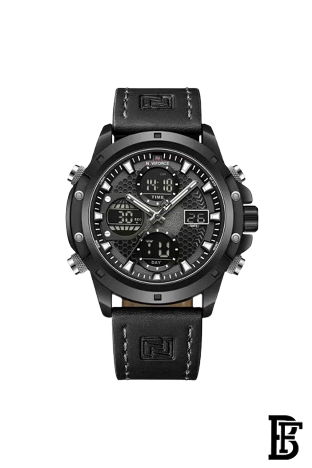 Naviforce NF9225 B/B/B   Men's Analog Leather Watch image 1