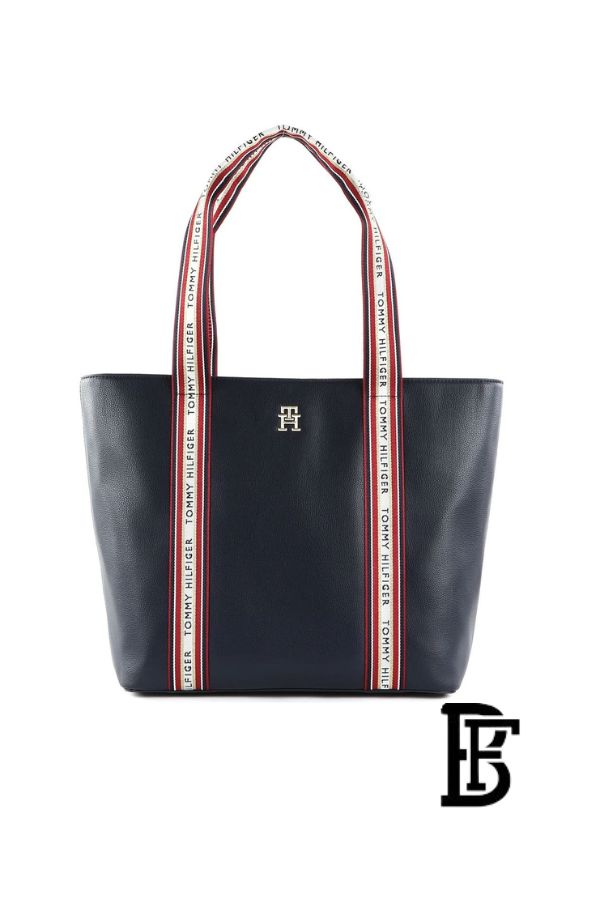 Tommy Hilfiger Navy Blue Leather Women Handbag Aw0Aw14218 – Elegant Everyday Handbag image 0