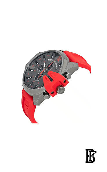 DIESEL Men's Gunmetal Round Shape Silicone Strap Chronograph Wrist Watch 52 mm - Red - DZ4427 image 2