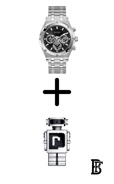 GUESS GW0260G1 Men's Brushed/Polished Stainless Steel Bracelet Watch + Gift perfume tester 30 ml image 1