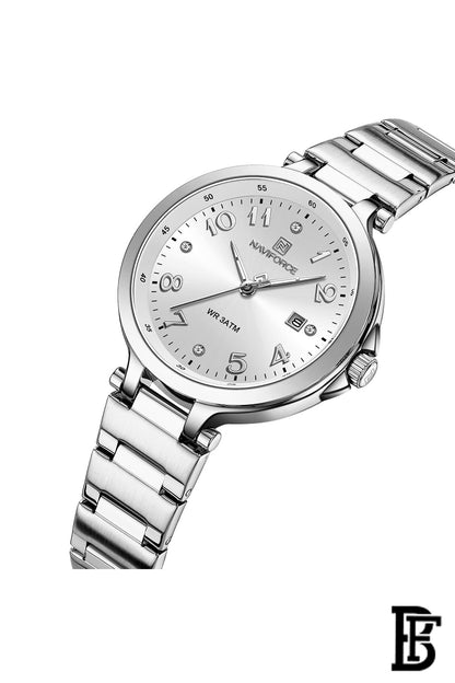 Naviforce NF5033 S/W  Women's Analog Stainless Steel Watch image 2