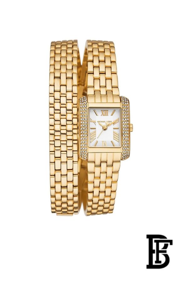 Michael Kors Emery Pave Double Wind Watch with White Dial and Stainless Steel Bracelet for Women - MK4833 image 1
