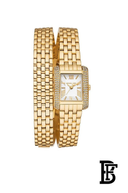 Michael Kors Emery Pave Double Wind Watch with White Dial and Stainless Steel Bracelet for Women - MK4833 image 1