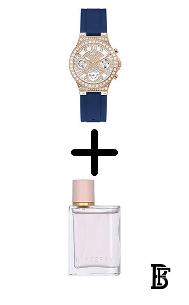GUESS GW0257L3 Women's Moonlight Chronograph Silicone Wrist Watch - 36mm - Blue + Gift perfume tester 30 ml image 0