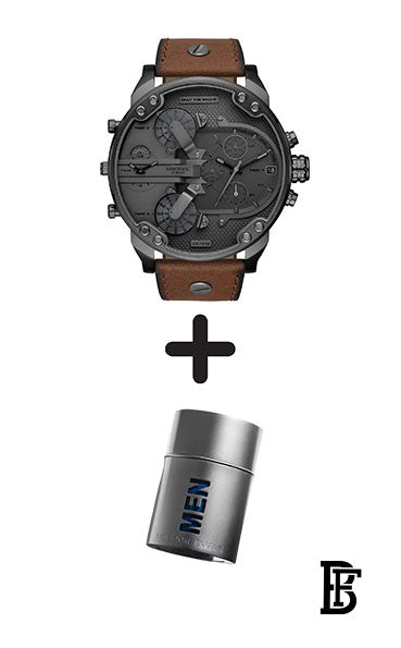 DIESEL Men's Renewed - Leather Analog Wrist Watch DZ7413 + Gift perfume Tester 30 ml image 0