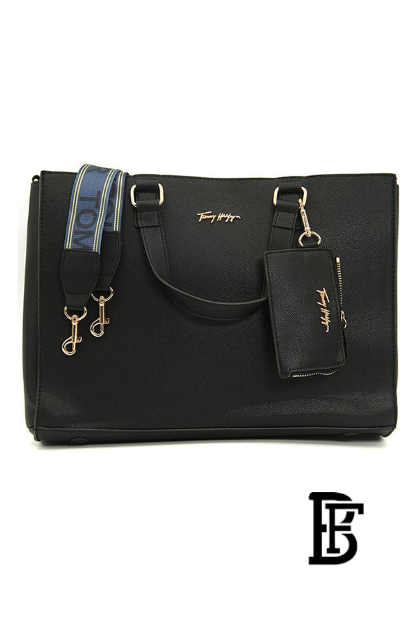 Tommy Hilfiger Black Leather Women Handbag Aw0Aw11181 – Elegant Everyday Shoulder Bag image 3