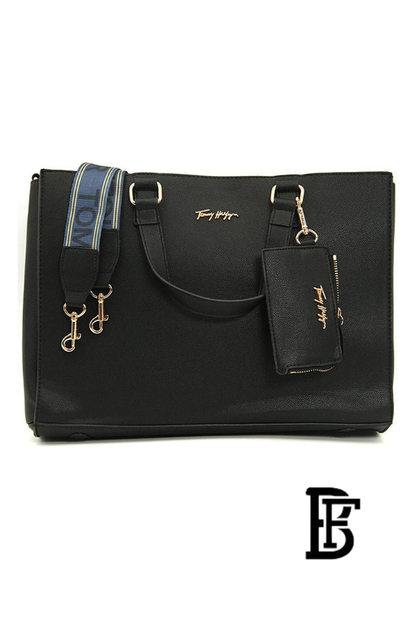 Tommy Hilfiger Black Leather Women Handbag Aw0Aw11181 – Elegant Everyday Shoulder Bag image 3