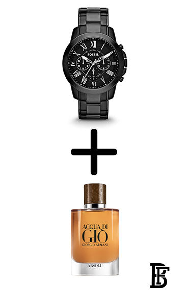 FOSSIL Men's Stainless Steel Chronograph Watch FS4832 - 44 mm - Black + Gift perfume tester 30 ml image 1