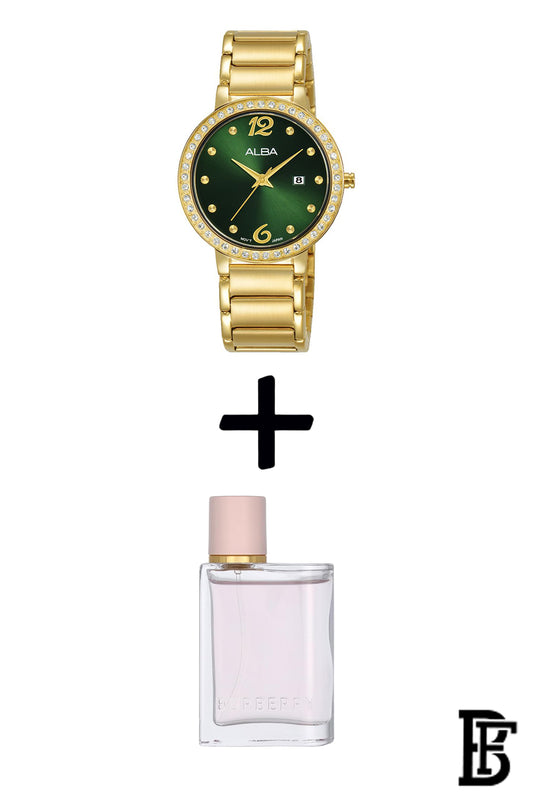 Alba AH7BK0X Women's Stainless steel  Quartz Analog Wrist Watch  + Gift perfume tester 30 ml     Warranty from Elaraby Group image 1