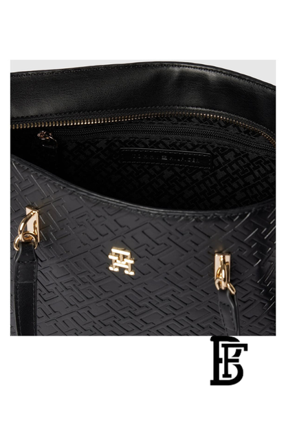 Tommy Hilfiger Black Leather Women Handbag Aw0Aw16002– Elegant Everyday Shoulder Bag image 8