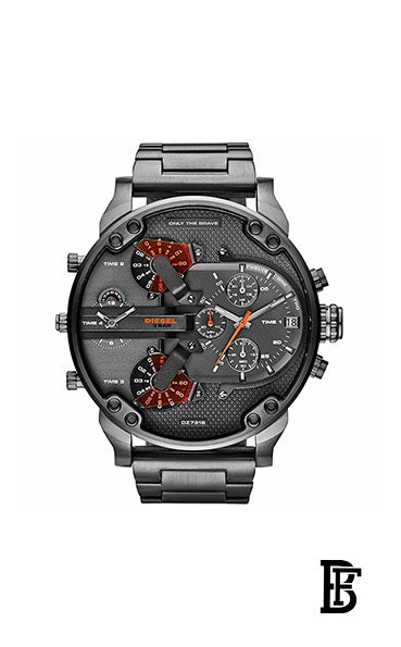 DIESEL men Mr. Daddy 2.0 Round Shape Stainless Steel Chronograph Wrist Watch 57 mm - Grey - DZ7315 + Gift perfume Tester 30 ml image 2