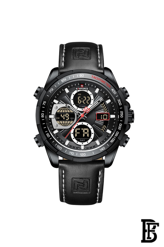 Naviforce NF9197L B/W/B  Men's Analog Leather Watch image 1