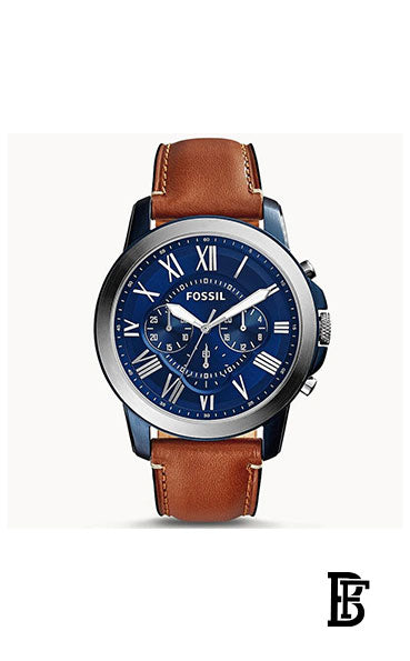 FOSSIL FS5151  Men's Water Resistant Leather Analog Watch - 44 mm - Brown + Gift perfume tester 30 ml image 2