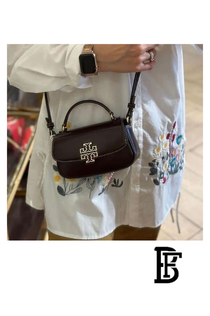 Tory Burch Brown Leather Women Handbag 153726  – Elegant Everyday Shoulder Bag image 11