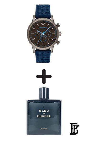 Emporio Armani Men's AR11023 Luigi Analog Display Analog Quartz Blue Watch + Gift perfume Tester 30 ml image 1