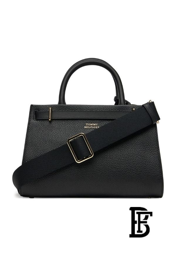 Tommy Hilfiger Black Leather Women Handbag Aw0Aw17926 – Elegant Everyday Shoulder Bag image 3