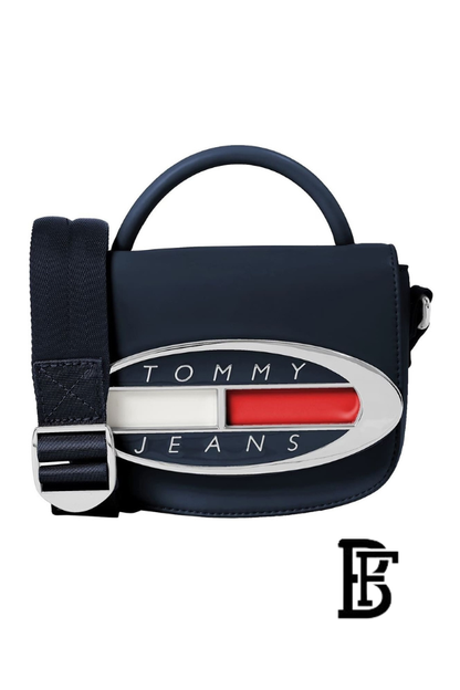 Tommy Hilfiger Navy Blue Leather Women Handbag Aw0Aw15811 – Elegant Everyday Shoulder Bag image 0