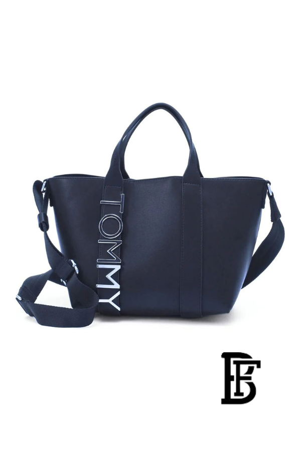 Tommy Hilfiger Navy Leather Women Handbag – Elegant Everyday Shoulder Bag image 1