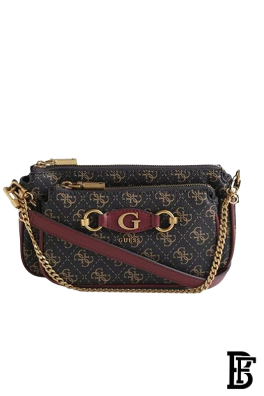 Easy Crossbody Bag with 2 Pockets, Brown/Merlot Logo BAG0058 image 0