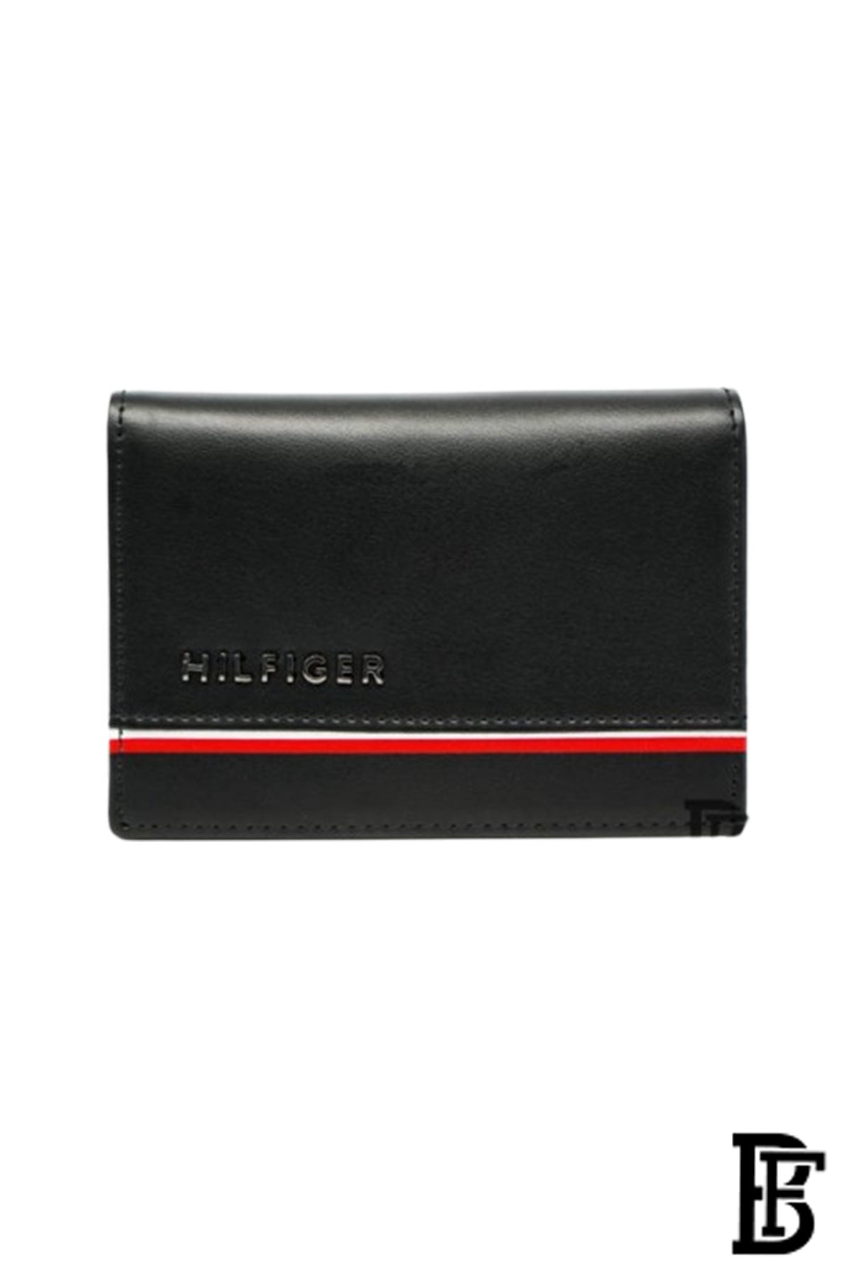 Tommy Hilfiger wallet is a one to face solid style covered in light/black leather image 2