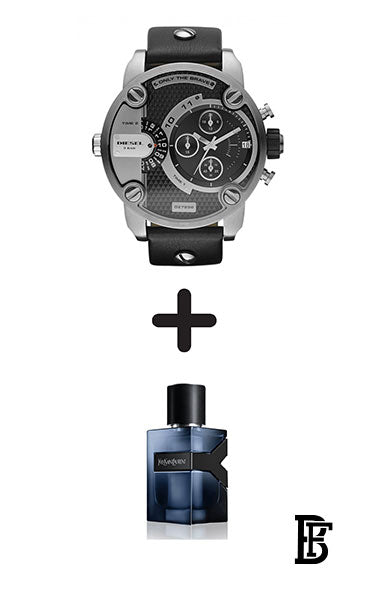 DIESEL Men's Little Daddy Chronograph Leather Watch DZ7256 + Gift perfume Tester 30 ml image 1