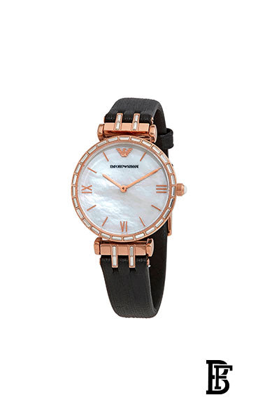EMPORIO ARMANI Women's Gianni T Bar Leather Analog Watch AR11295 - 32 mm - Black + Gift perfume Tester 30 ml image 2