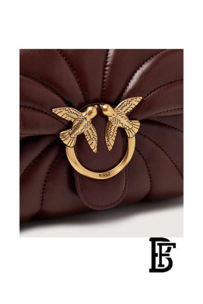 Pinko  Burgundy  Leather Women Handbag 100038A1Exl86Q – Elegant Everyday Shoulder Bag image 6
