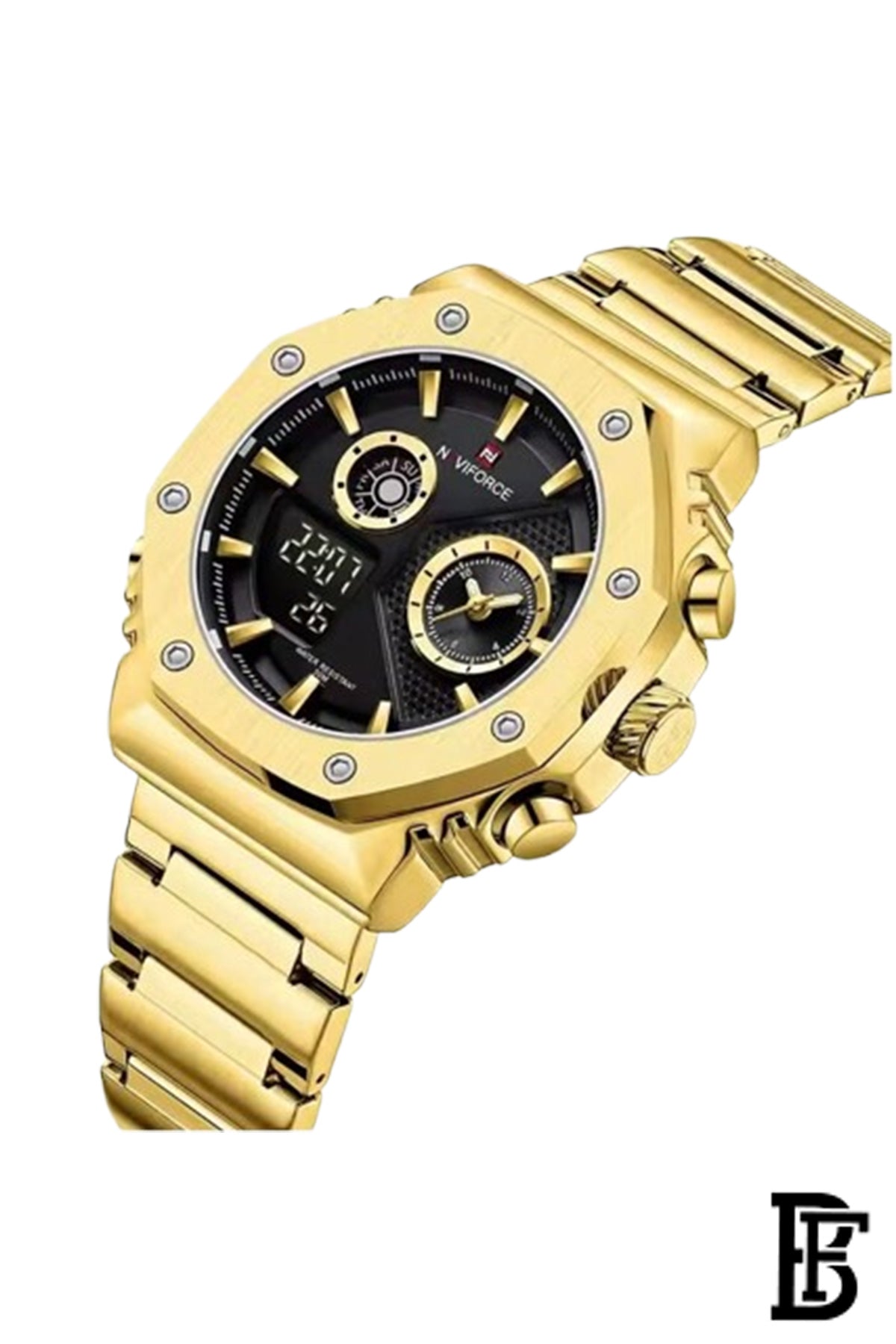 NAVIFORCE NF9216S G/B MEN'S Stainless Steel Analog Wrist Watch image 2