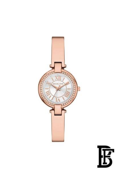 Michael Kors Mini Laney Women's Watch MKO1111 – Silver Dial & Rose Gold Stainless Steel Strap image 0