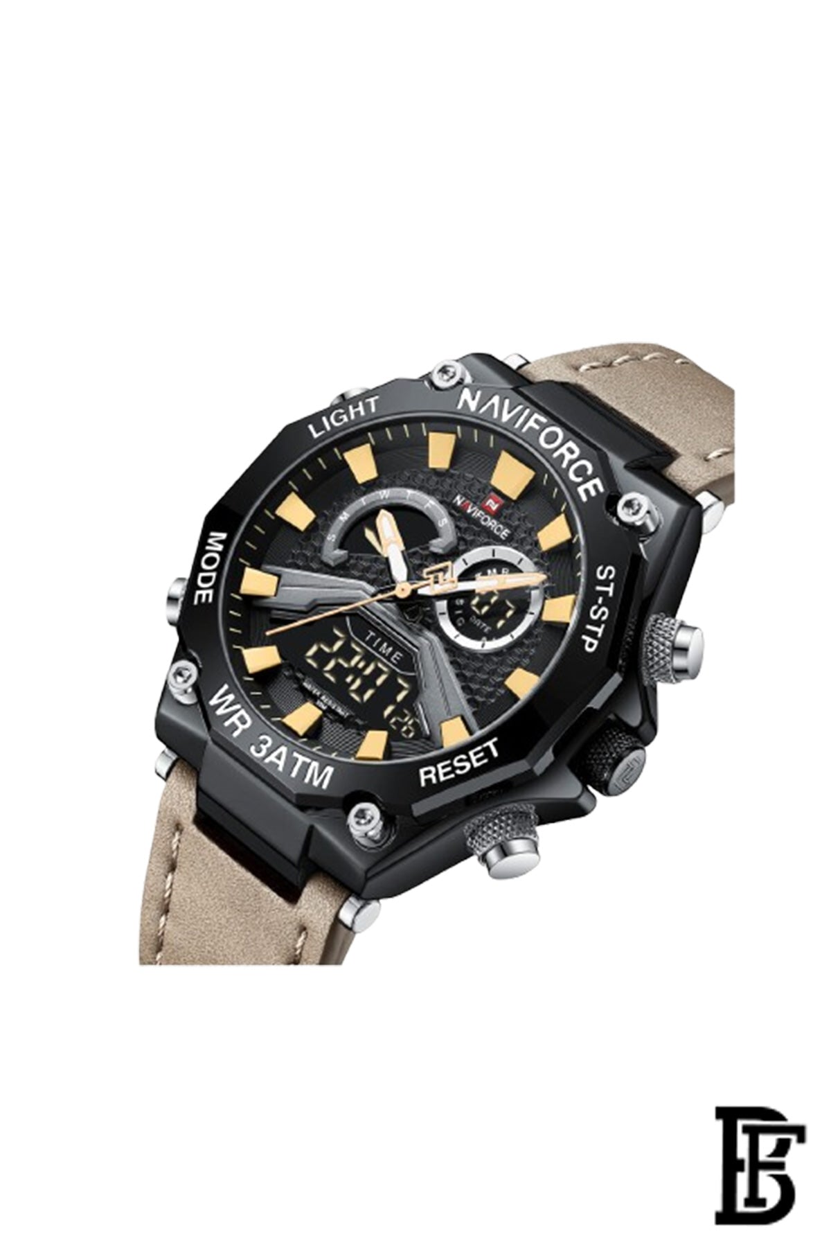 Naviforce NF9220 B/Y/BN     Men's Analog Leather Watch image 2