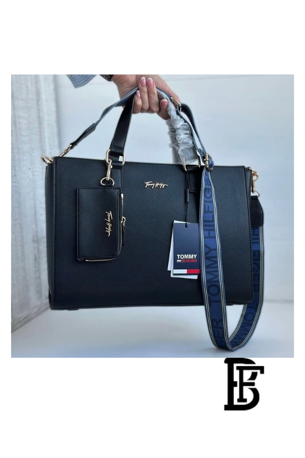 Tommy Hilfiger Black Leather Women Handbag Aw0Aw11181 – Elegant Everyday Shoulder Bag image 8