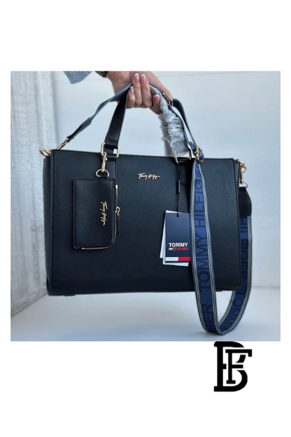 Tommy Hilfiger Black Leather Women Handbag Aw0Aw11181 – Elegant Everyday Shoulder Bag image 8