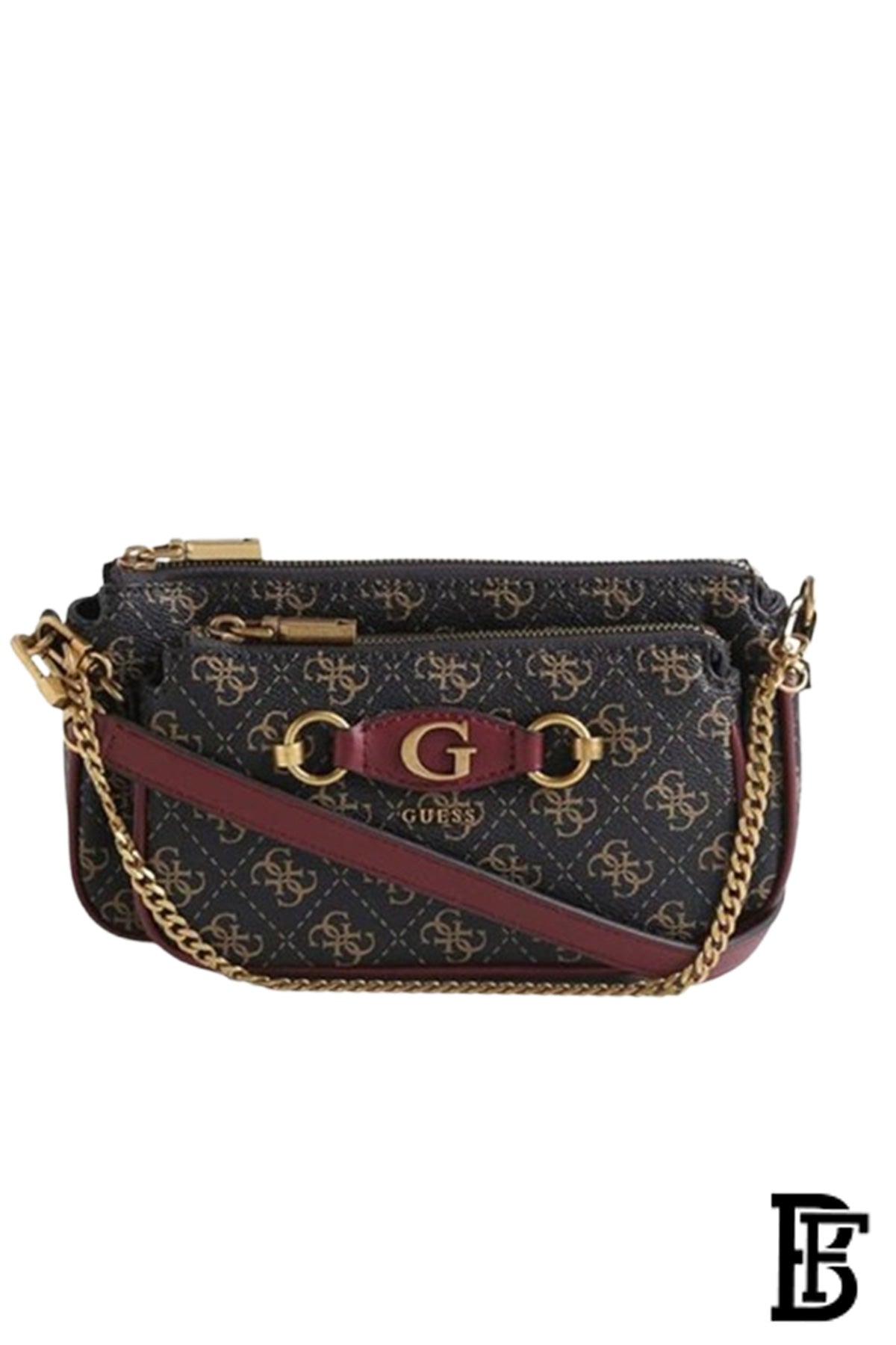 Easy Crossbody Bag with 2 Pockets, Brown/Merlot Logo BAG0058 image 1