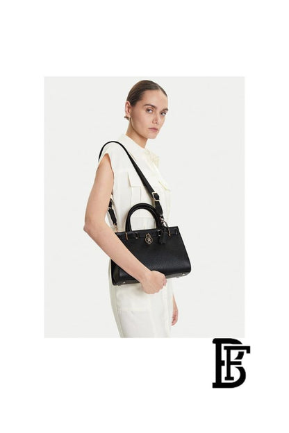 Tommy Hilfiger Black Leather Women Handbag Aw0Aw17926 – Elegant Everyday Shoulder Bag image 8