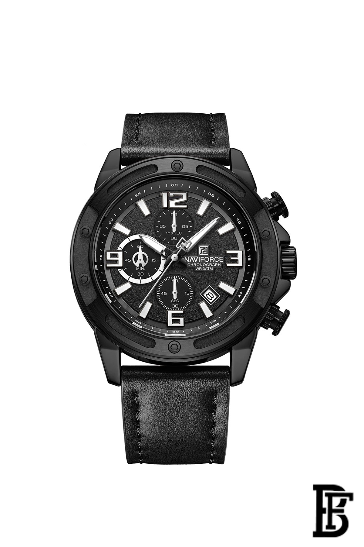 NAVIFORCE NF 8074 BWB  Leather Analog Wrist Watch image 1