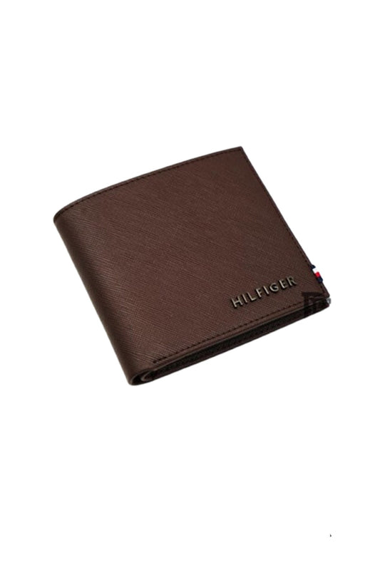Tommy Hilfiger wallet is a one to face solid style covered in light/BROWN leather image 3