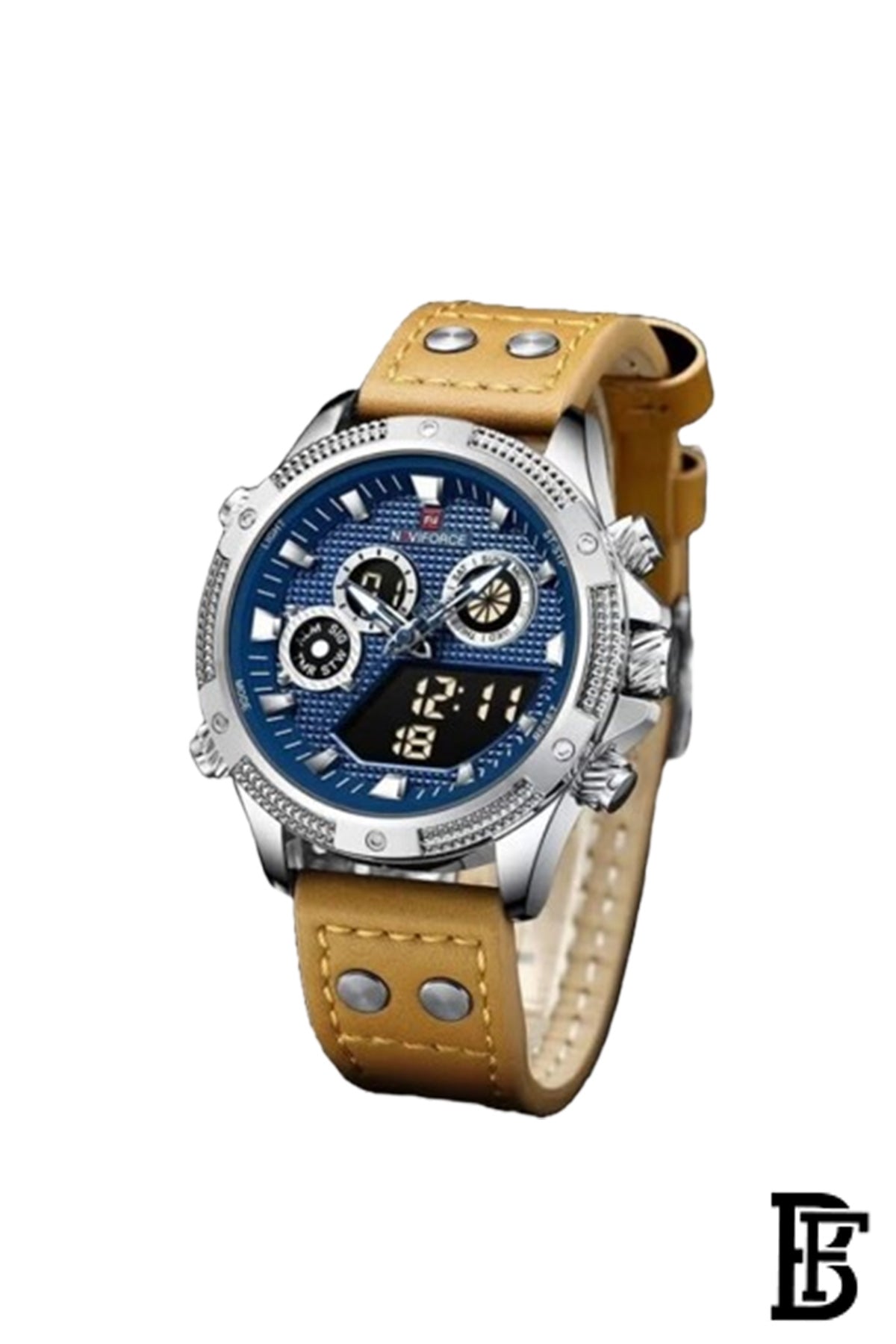 Naviforce NF9224 S/BE/Y.BN     Men's Analog Leather Watch image 2