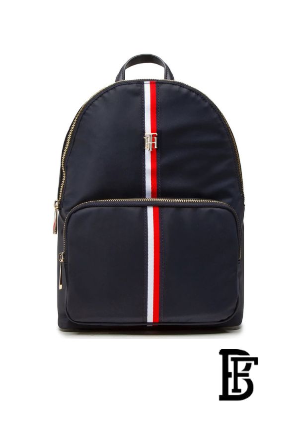 Tommy Hilfiger Blue Leather Women backpack Aw0Aw13170 – Elegant Everyday Bag image 0