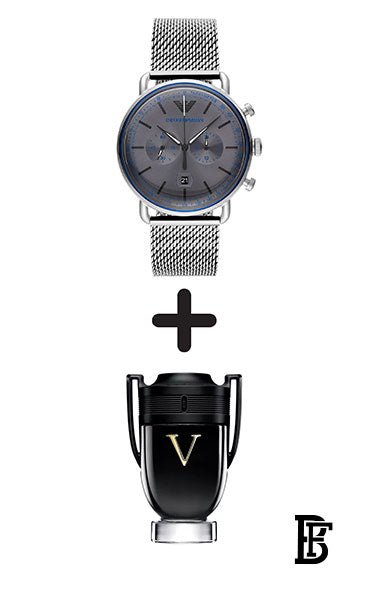 Emporio Armani Analog Grey Dial Men's Watch-AR11383, Silver, Chronograph,Quartz Movement + Gift perfume Tester 30 ml image 0