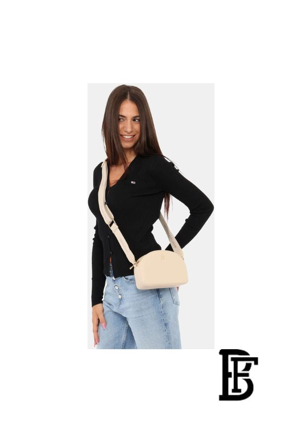 Tommy Hilfiger Beige Leather Women Handbag Aw0Aw16679– Elegant Everyday Shoulder Bag image 12